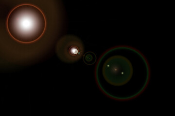 sun of Lens Flare on black background