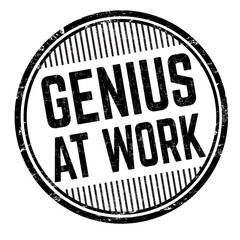 Genius at work grunge rubber stamp