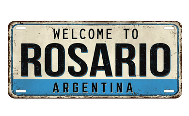 Welcome to Rosario vintage rusty metal plate
