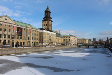 Fototapeta na wymiar Swedish architecture in Gothenburg in winter