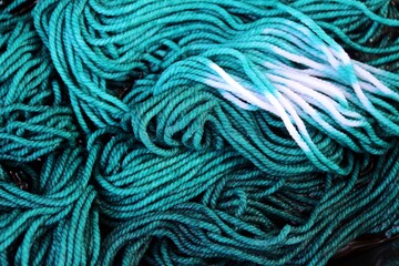 Green dyed rope in process