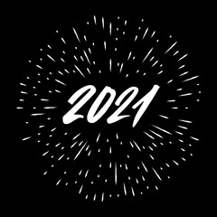 2021 year brush lettering isolated on a splash background. Handwritten inscription