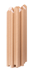 Brown paper drinking straws, isolated on white background. Eco-friendly paper straw, environmental consciousness concept. Close up.