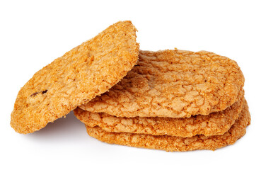 Stack of oat cookies isolated on white background