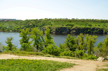 Fototapeta premium landscape with river and sky