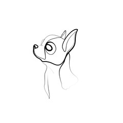 SINGLE-LINE DRAWING OF A CHIHUAHUA DOG. This is a hand-drawn, continuous, line illustration. Each gesture sketch was created by hand. 