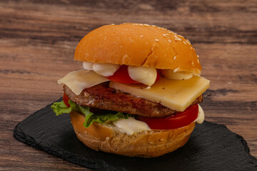Delicous burger with tuna fish