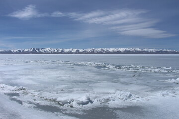 A close up to the Song Kol lake, Kyrgyzstan
