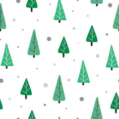 Seamless spruce and snowballs pattern. Perfect for interior decor, children's parties and illustrations.