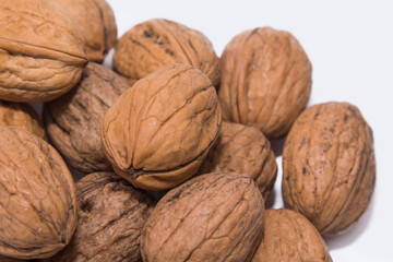 group of walnuts isolated on white