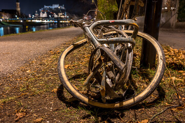 bicycle wercked in the city of salzburg