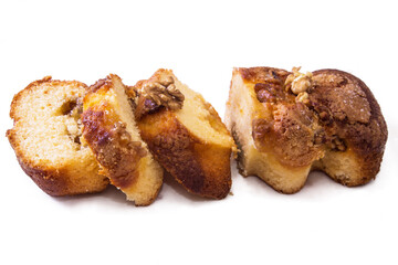 walnut cake and jam isolated