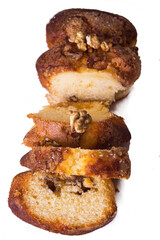 walnut cake and jam isolated