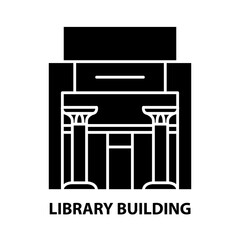 library building icon, black vector sign with editable strokes, concept illustration