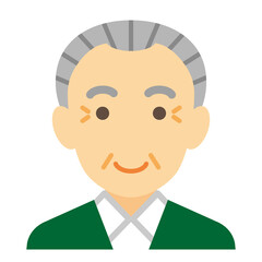 高齢男性のシンプルなカラーアイコン