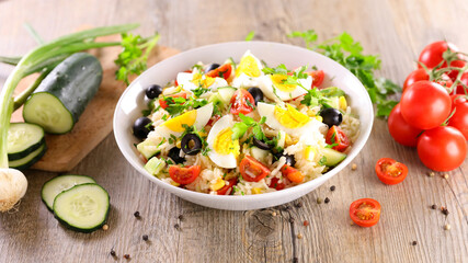 rice salad with mixed vegetable and egg