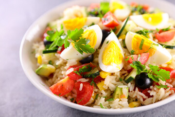 rice salad with mixed vegetable and egg