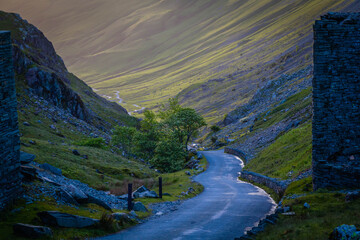 Sunset at Honister Pass in the Lake district,  Cumbria,  United Kingdom
