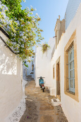  Colorful street of Chora Village in Patmos Island