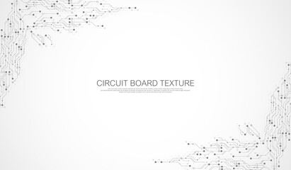 Circuit board technology background with hi-tech digital data connection system. Abstract computer electronic desing background. Motherboard hi-tech, science, futuristic technology vector illustration