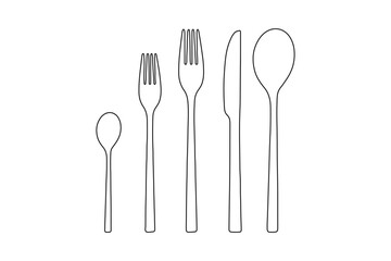 small spoon, fork, knife, big spoon. JPG