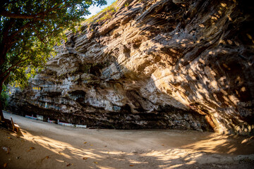 cave pagoda with Great cliffs on Ly Son Island, Quang Ngai Province, Vietnam