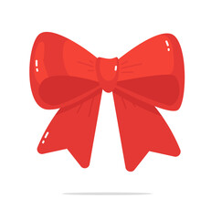 Red ribbon bow Christmas decoration isolated on white