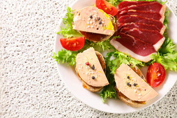 festive salad with foie gras toast