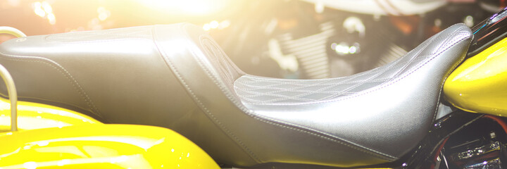 Motorcycle Leather Seat. Selective focus