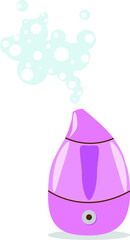 Air humidifier with steam bubbles on white background