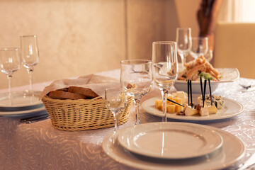 Table setting,festive event and table setting,dishes and snacks when setting tables.