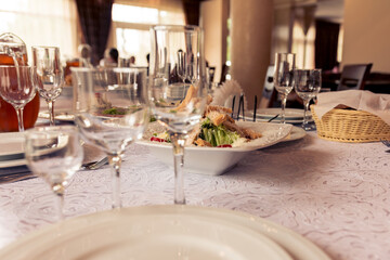 Table setting,festive event and table setting,dishes and snacks when setting tables.