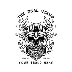 skull viking head illustration