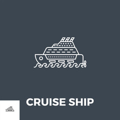 Cruise Ship Icon Vector. Flat icon isolated on the black background. Editable EPS file. Vector illustration.