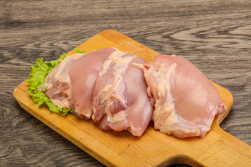 Raw chicken boneless and skinless leg