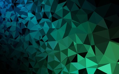 Dark Blue, Green vector abstract polygonal texture.