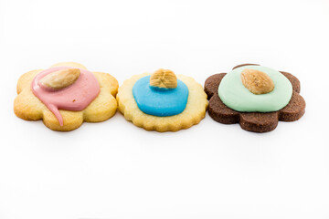 colored artisan cookies with different shapes