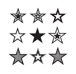 Star icons. Vector symbols star isolated on white background. Dallas Star. Design template.
