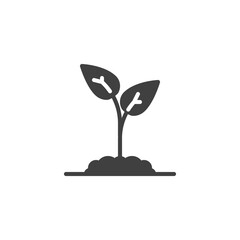 Growing plant vector icon. filled flat sign for mobile concept and web design. Plant in soil glyph icon. Symbol, logo illustration. Vector graphics