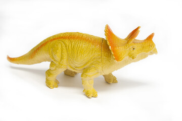 Triceratops plastic model toy in white background