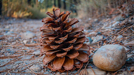 Pine cone isolated in the mountains