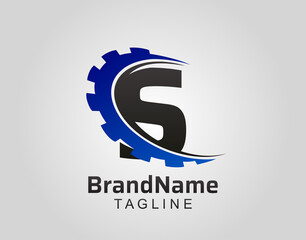 Abstract S Letter, S Gear Swoosh Logo.