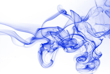 Blue smoke abstract on white background. ink water color