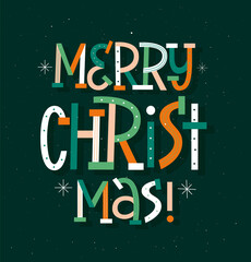 Merry Christmas vector modern typography poster