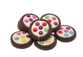 cookies with colored chocolate drops isolated