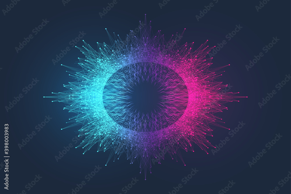 Aufkleber Spiral sound wave rhythm line dynamic abstract vector background. Digital circle audio swirl. Equalizer sound spiral. Sound pulse. Music round wave concept design