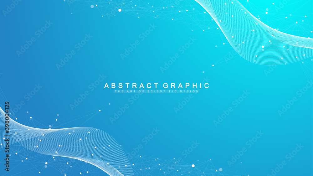 Aufkleber Geometric abstract background with connected lines and dots. Connectivity flow point. Molecule and communication background. Graphic connection background for your design. Vector illustration.