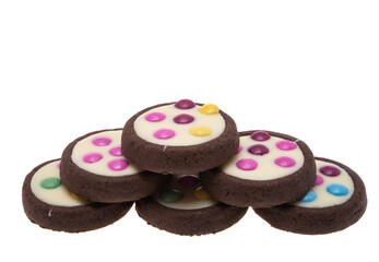 cookies with colored chocolate drops isolated