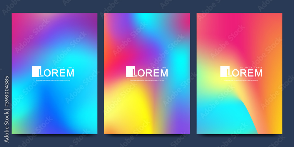 Poster vector design template in trendy vibrant gradient colors with abstract fluid shapes, paint splashes,