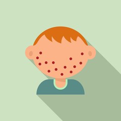 Chicken pox kid boy icon. Flat illustration of chicken pox kid boy vector icon for web design